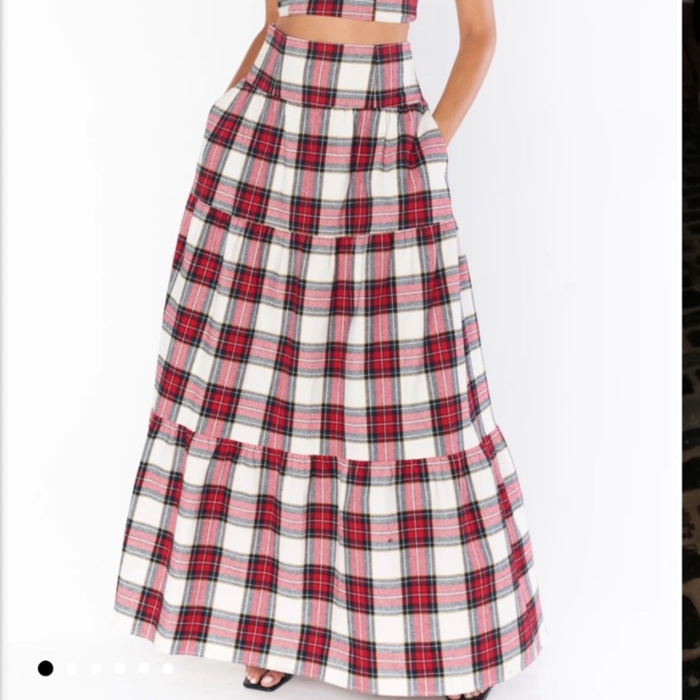 Show Me Your MuMu Red Plaid Maxi Skirt